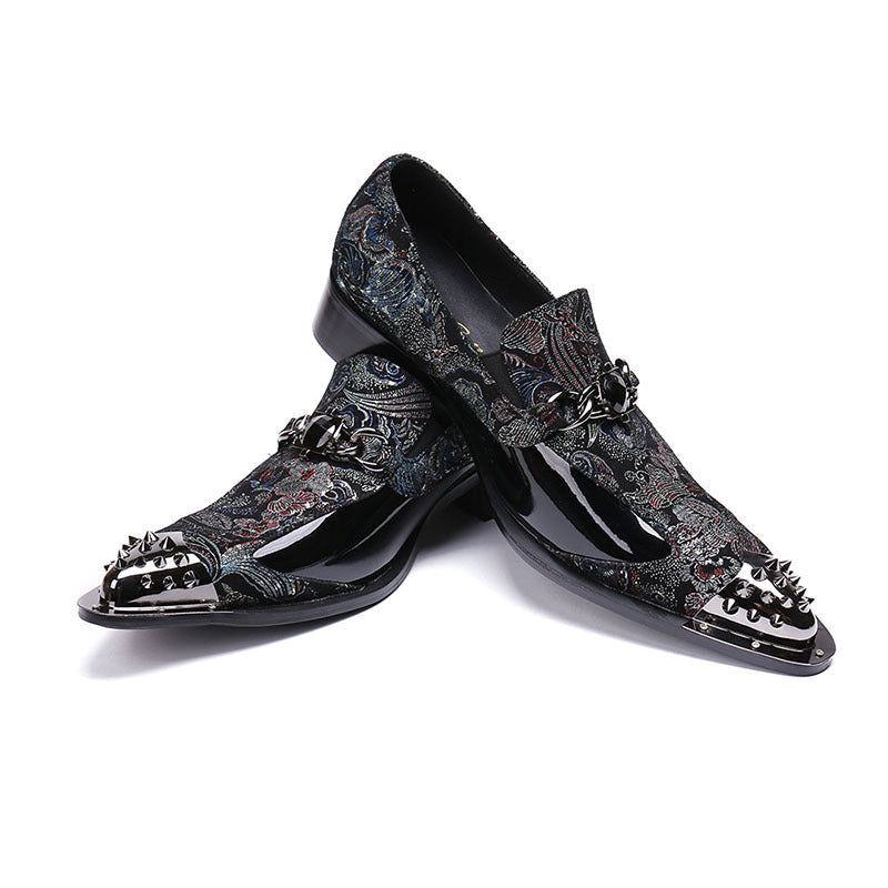 Men's Black Leather Casual Shoes, Breathable