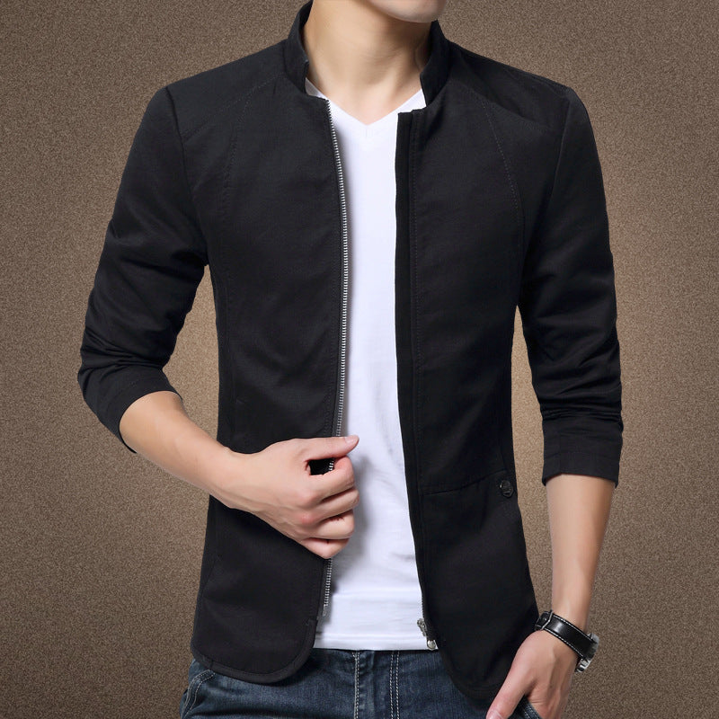 Men's jacket casual washed jacket men's 2018 spring and autumn new Korean version slim handsome pure cotton outer clothes men trend