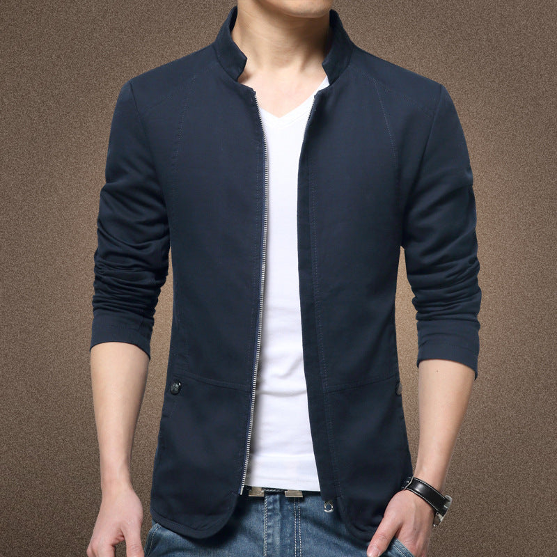 Men's jacket casual washed jacket men's 2018 spring and autumn new Korean version slim handsome pure cotton outer clothes men trend