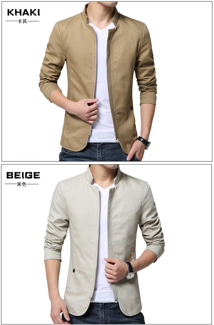 Men's jacket casual washed jacket men's 2018 spring and autumn new Korean version slim handsome pure cotton outer clothes men trend