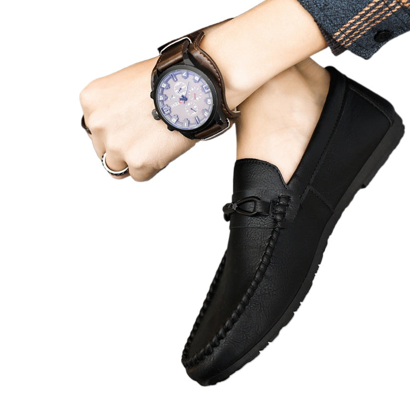 2024 summer new loafers men's Korean version of one-pedal lazy breathable driving men's casual leather shoes men's soft soles