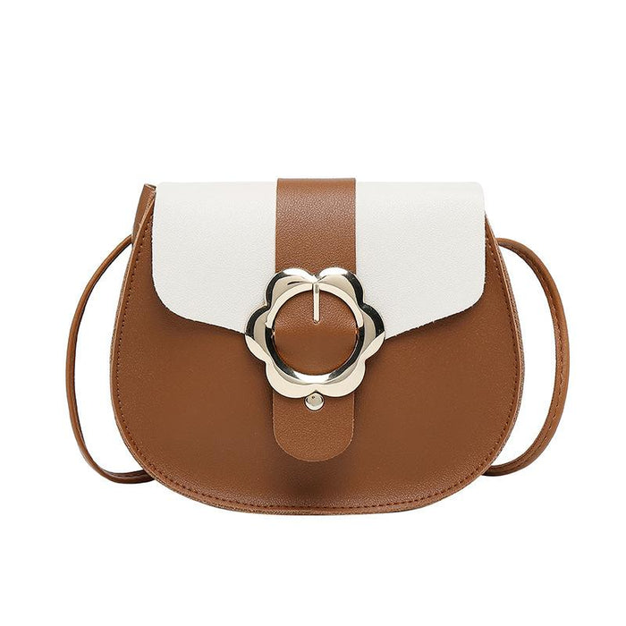 semi-circle contrasting color mobile phone bag 2024 winter Korean version new cross-body coin purse(P)