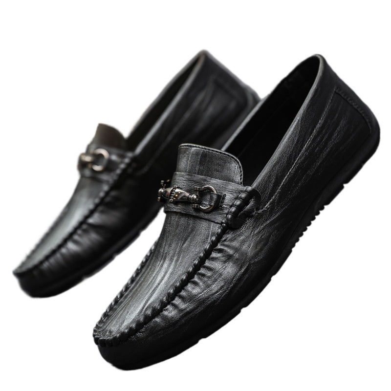 One-pedal loafers summer lazy dress soft-soled single shoes men's trend high-end low-top British men's shoes