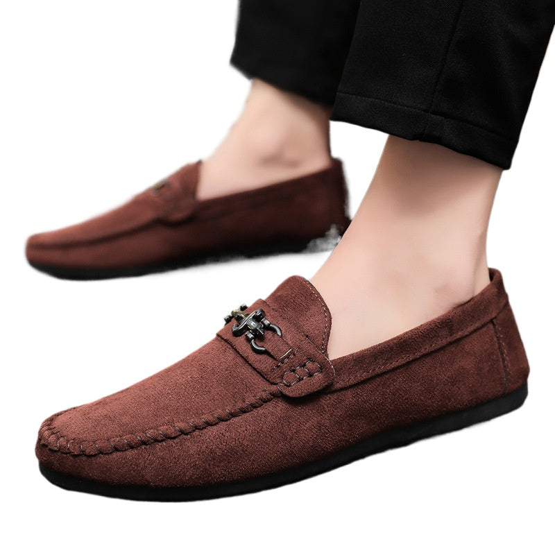 Waterproof casual sports men's one-foot loafer Doudou small leather shoes lazy fashion youth formal men's shoes handmade