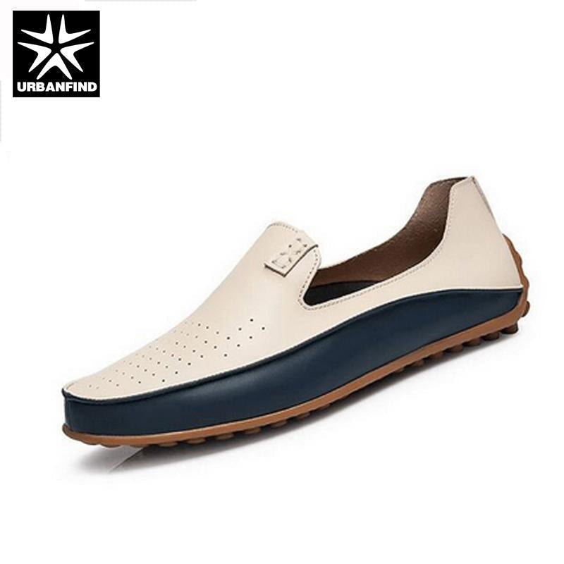 Men's Beige Leather Moccasin Loafers – Style 23