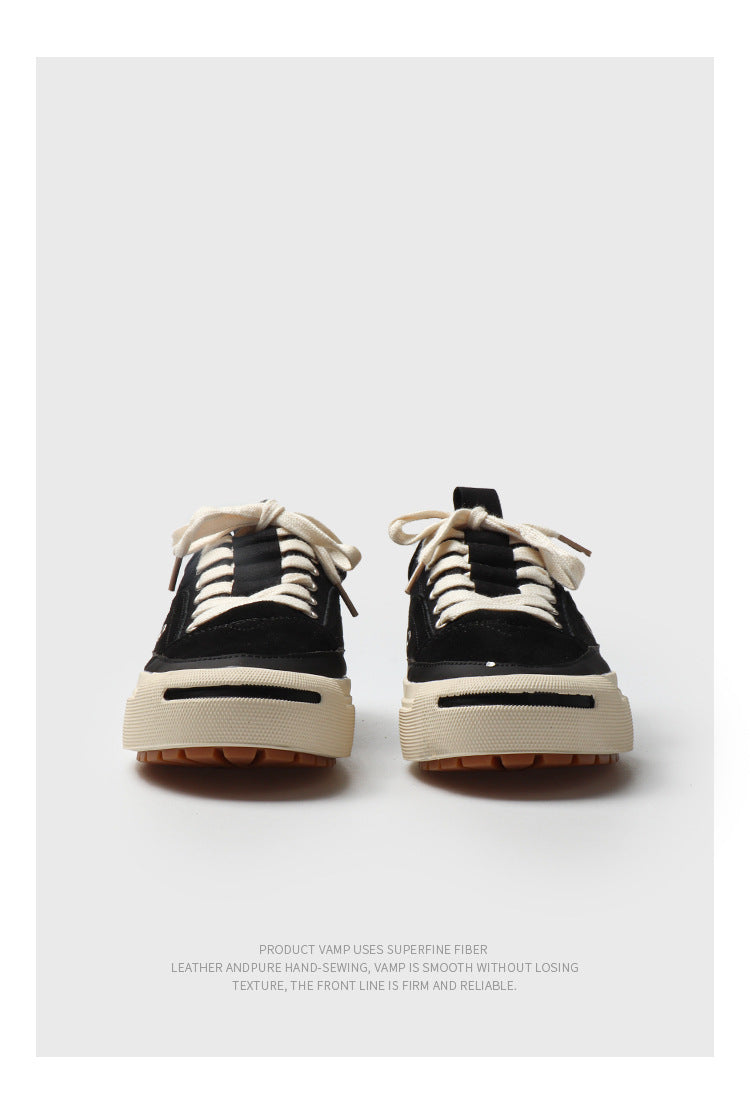 Style Kurume Open Smile Canvas Shoes Men's Retro Skateboard Casual Vulcanized White Shoes