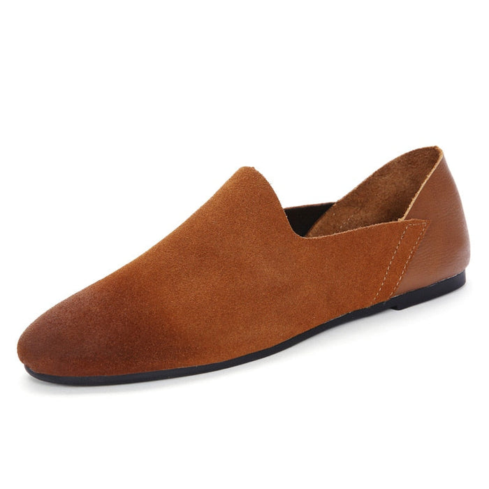 Flat Designer Minimalist Shoes for Men Boat Shoes Slip-on Leather Casual Comfortable Driving Footwear Suede Retro Men's Loafers(P)