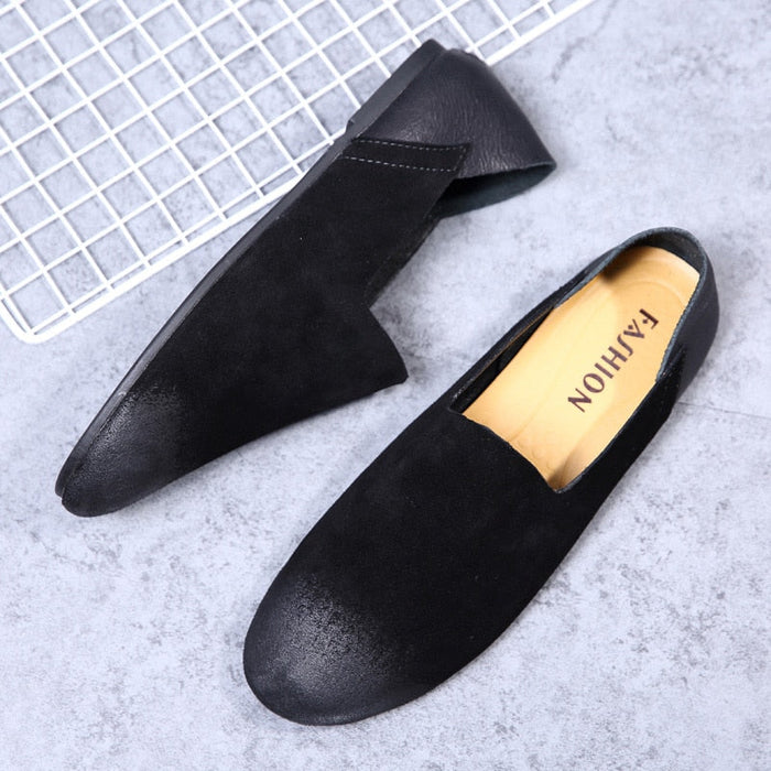 Flat Designer Minimalist Shoes for Men Boat Shoes Slip-on Leather Casual Comfortable Driving Footwear Suede Retro Men's Loafers(P)