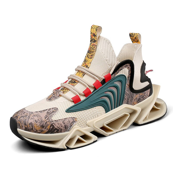 High Top Men Sneakers Fashion Mesh Breathable Man Casual Shoes Outdoor Sports Walking Zapatillas Hombre Mens Shoes Blade Bottom(P)