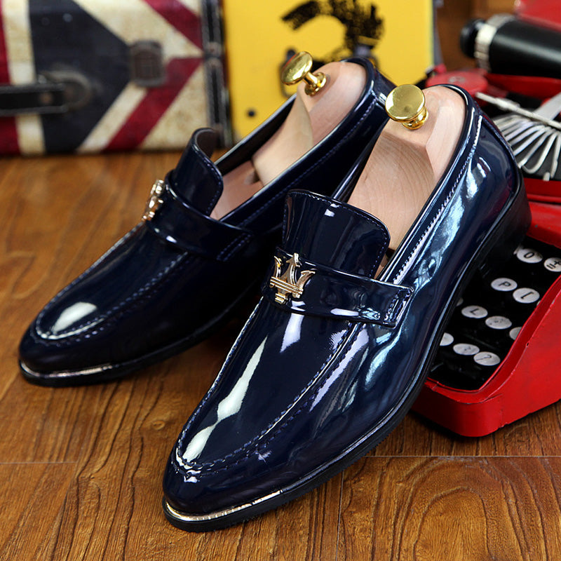 Men's White Leather Formal Shoes, Pointed Toe, Business