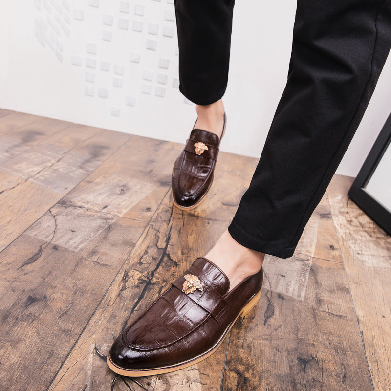 Men's Black Leather Formal Shoes, Retro, Business, Style 2391