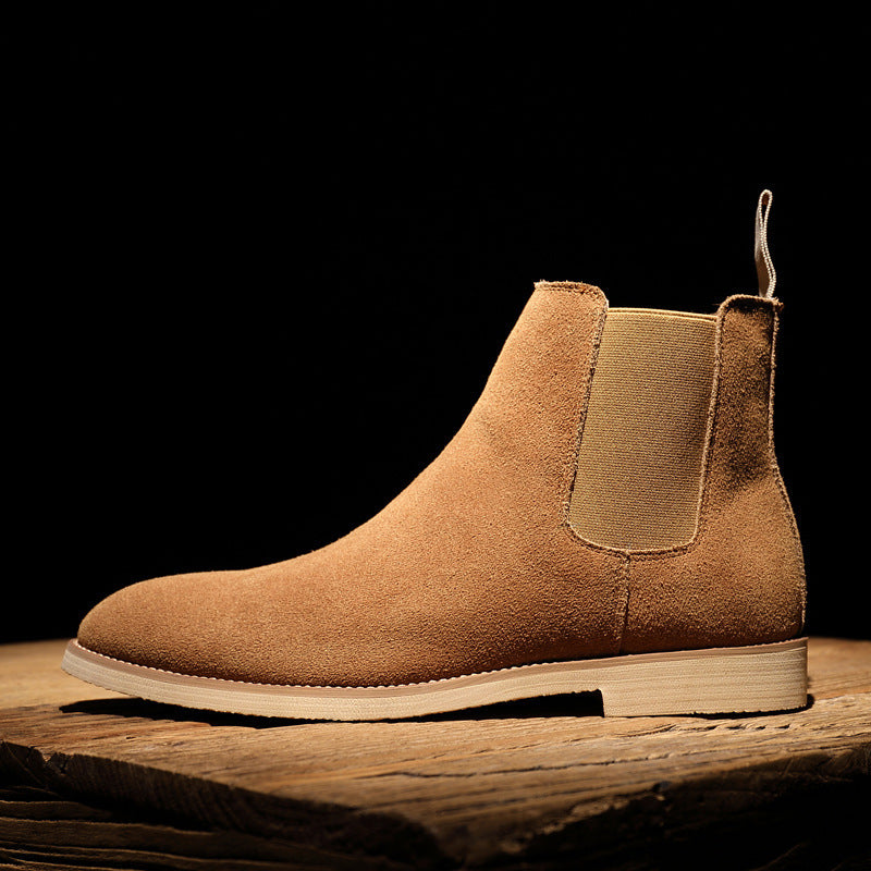 Men's Yellow Genuine Leather Chelsea Boots, British Style