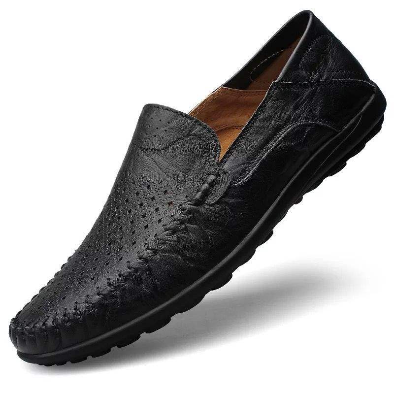 Men's Summer Breathable Soft Leather Slip-on Business Casual Leather Shoes Loafers