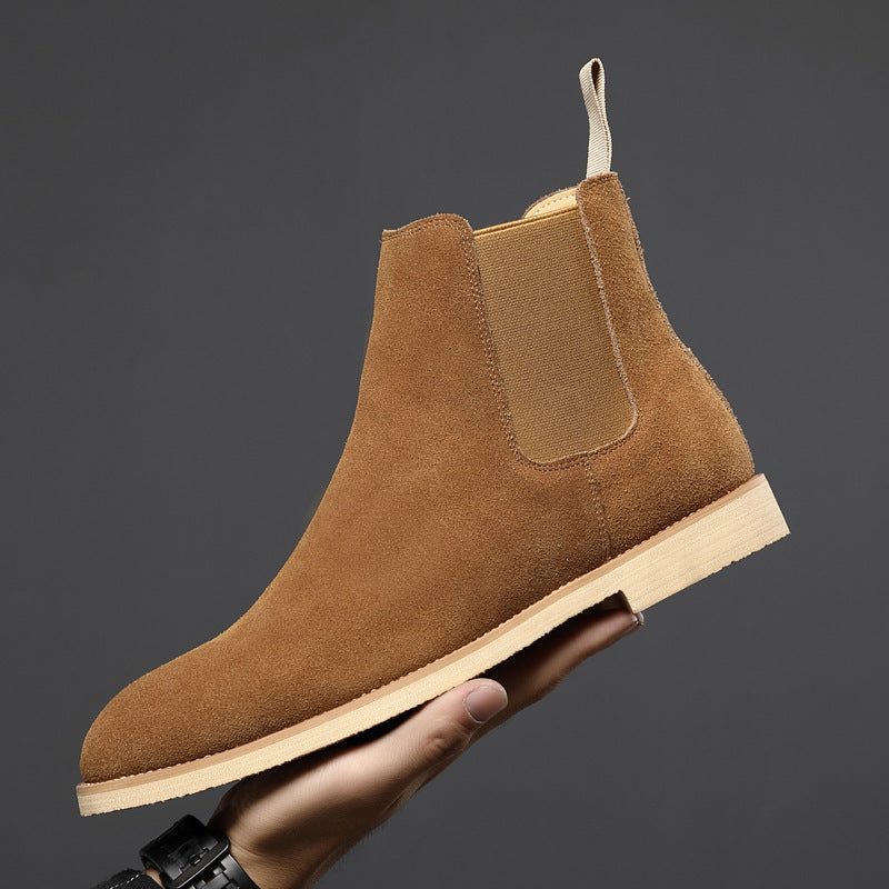 Men's Yellow Genuine Leather Chelsea Boots, British Style