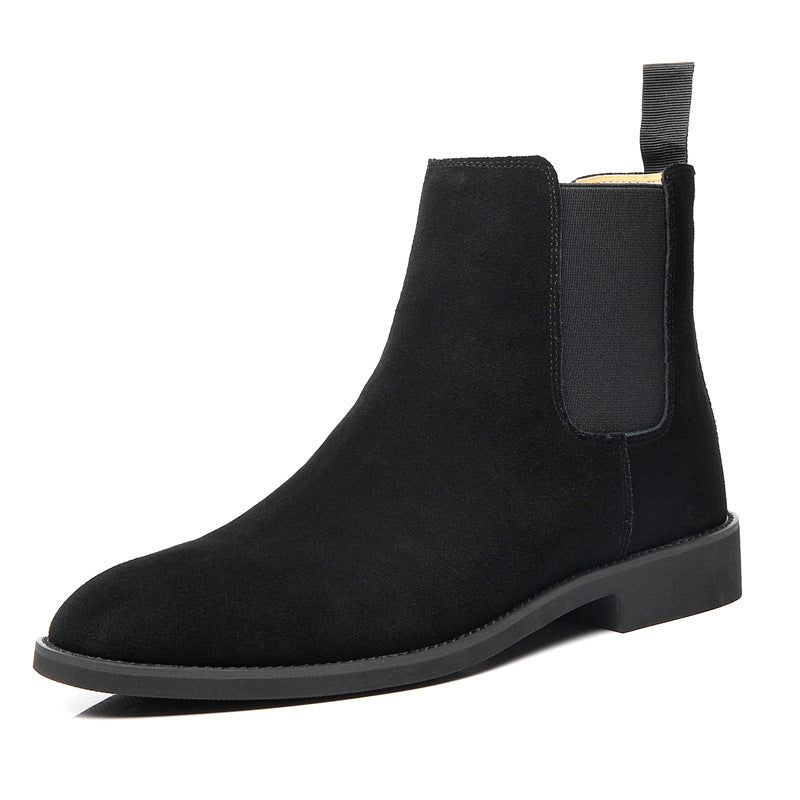 Men's Black Genuine Leather Chelsea Boots, British Style