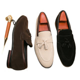 British style men's leather shoes, Korean style trendy slip-on casual tassel loafers with hidden wedge heels
