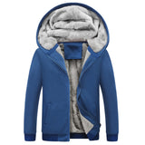 Men's Autumn/Winter Plain Color Hooded Fleece-Lined Thick Cardigan Jacket, New Style for Youth