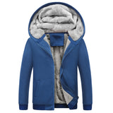 Men's Autumn/Winter Plain Color Hooded Fleece-Lined Thick Cardigan Jacket, New Style for Youth (gray)