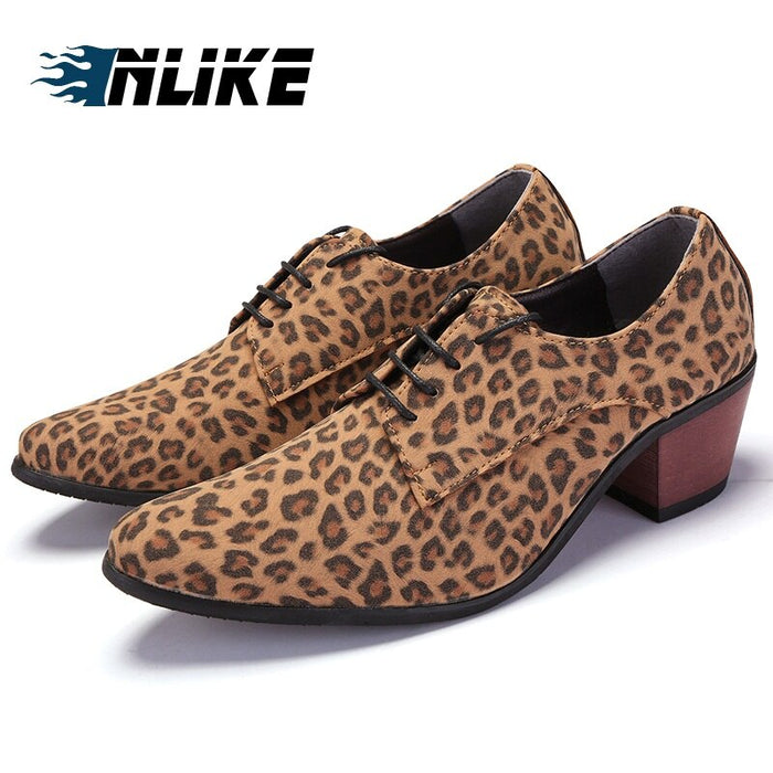 Men Suede Leather Casual Shoes Lace Up Male Oxfords Men Soft Leather Shoes Heightening Shoes(P)