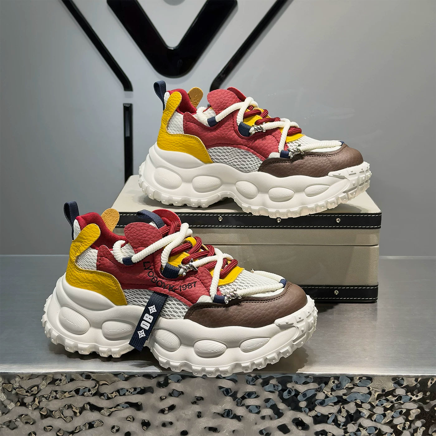 Men's Platform Breathable Mesh Trendy Chunky Dad Sneakers 2026 Summer New