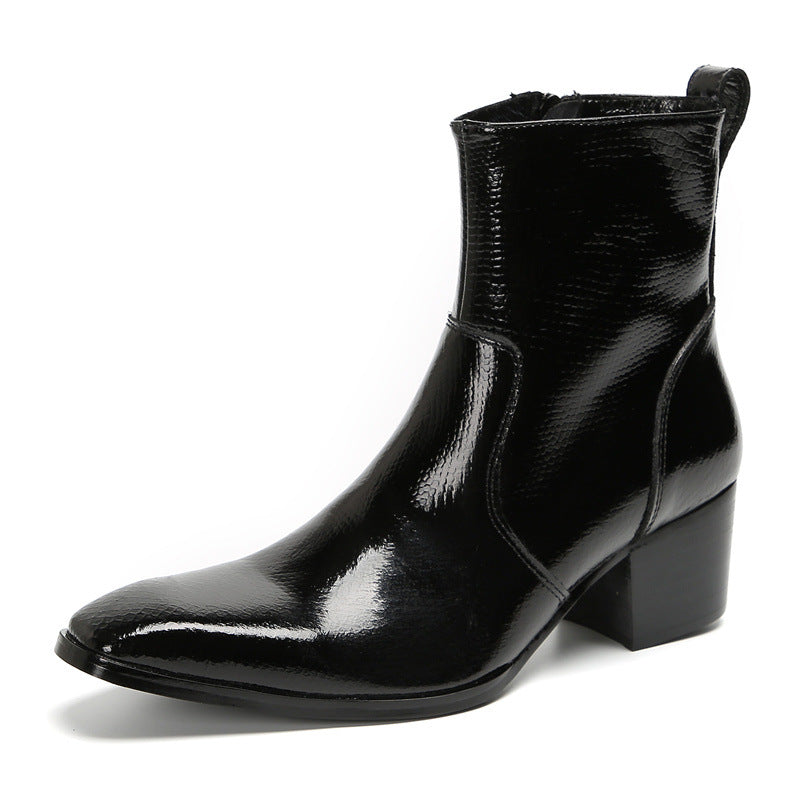 Black high top British autumn and winter men's Martin boots Chelsea boots men's cowhide men's retro men's shoes short boots trendy
