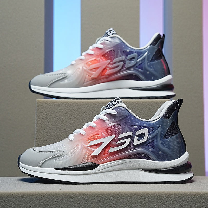 2025 new men's athletic casual shoes - 6cm hidden heel, outdoor sneakers, men's gradient color trendy small size shoes 6