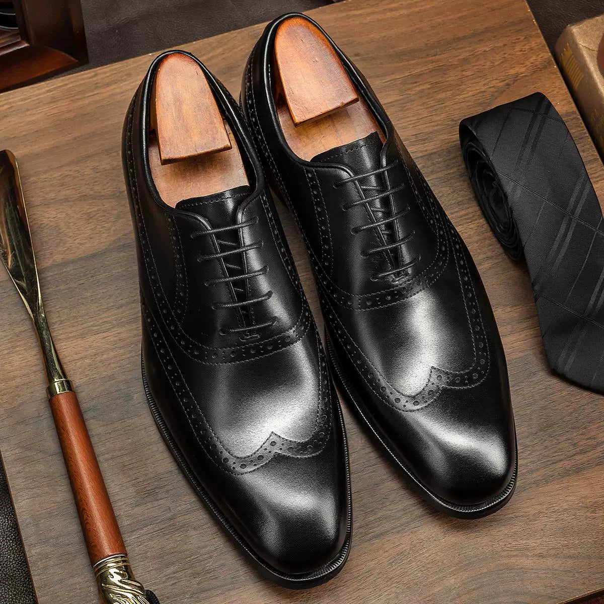 Men's Genuine Leather Oxford Shoes, Handmade, British Style