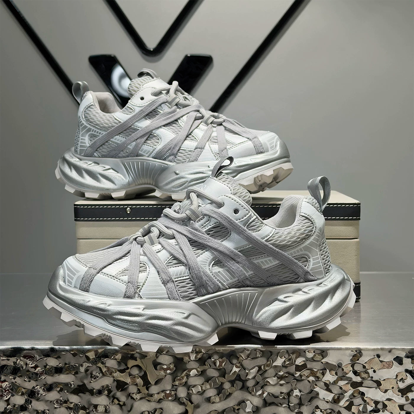 Men's Height-Increasing Platform Breathable Non-Slip Chunky Dad Sneakers 2026 Summer New
