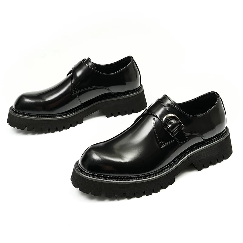 Men's Genuine Leather Leather Shoes, Height Increasing, Thick Sole