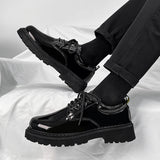 Glossy leather shoes for men, formal business british derby shoes, autum big toe casualtrendy shoes,