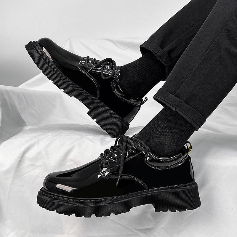 Glossy leather shoes for men, formal business british derby shoes, autum big toe casualtrendy shoes,