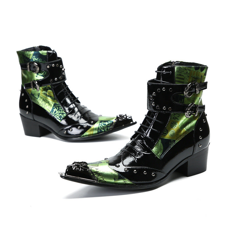 Martin boots men summer mid-high waterproof big green boots men's boots kick-resistant work boots American retro trendy boots men's shoes