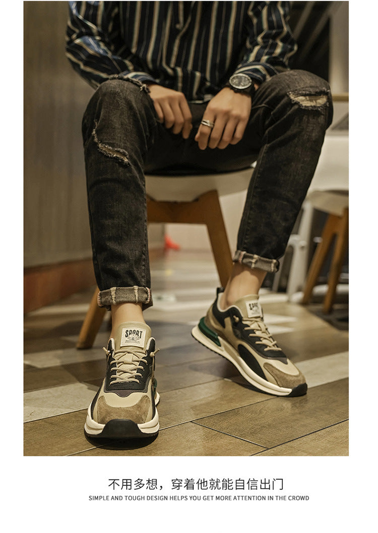 Men's spring 2026 new retro casual running sneakers - versatile winter dad shoes with chunky soles