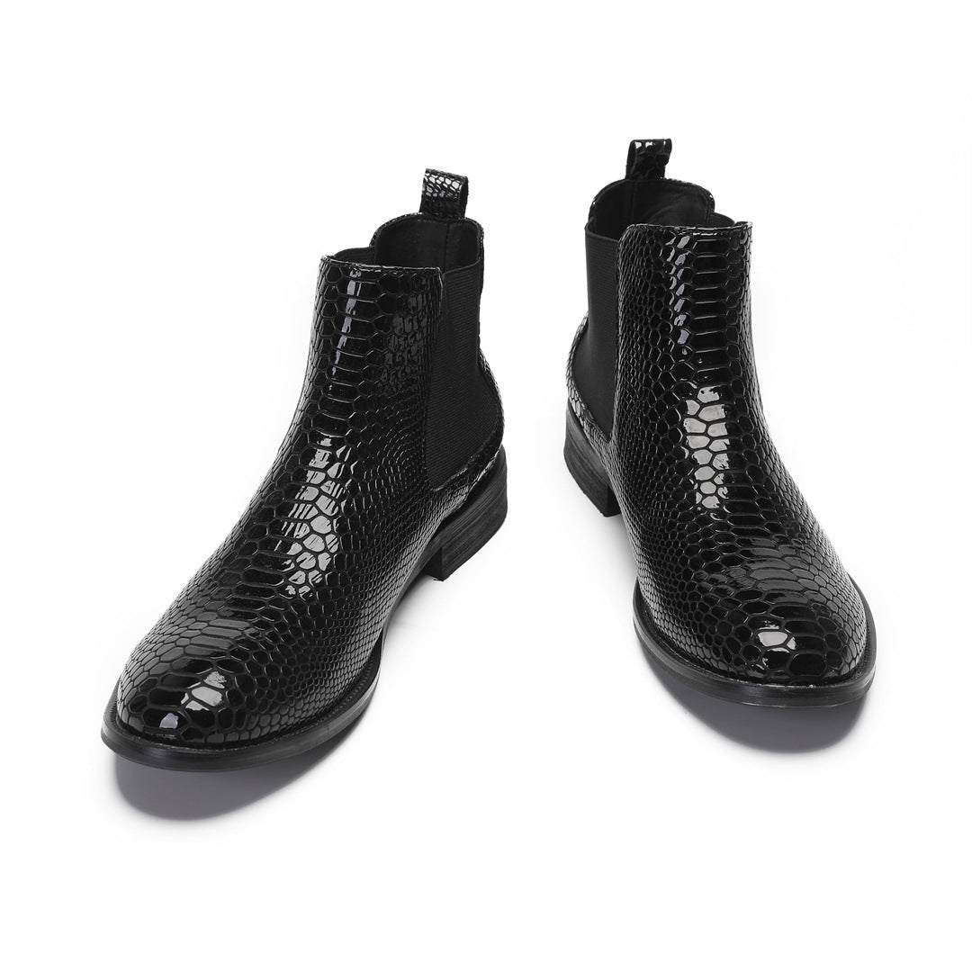 Martin boots men's 2024 new leather low-top crocodile pattern high-top retro leather shoes British men's boots medium-top leather boots