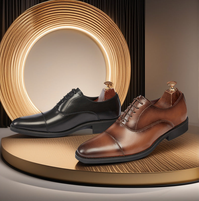 Cross-border 2026 spring/autumn three-panel leather dress shoes for men - anti-slip, business formal