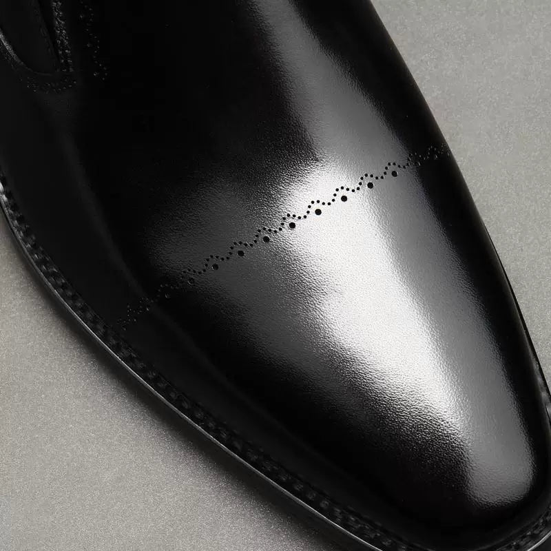 Men's Genuine Leather Derby Shoes, Pointed Toe, Slip-On