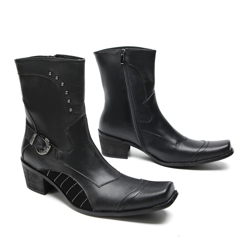 Cowhide high-top Mongolian riding boots cowhide men's boots trendy motorcycle boots retro Martin boots breathable work boots knight boots
