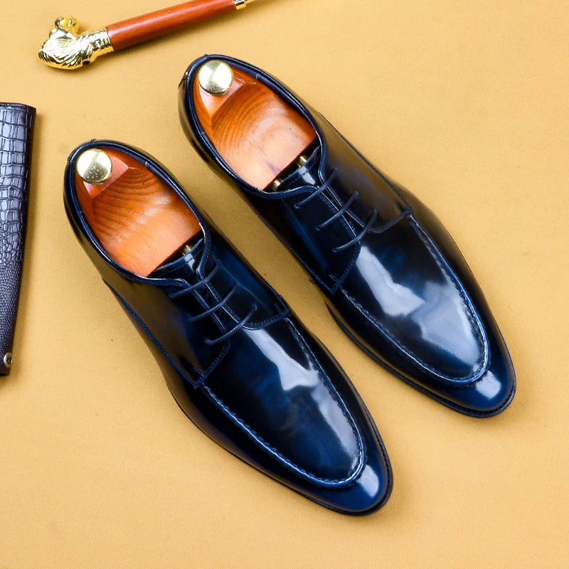 Men's Derby Shoes, Handmade, Pointed Toe