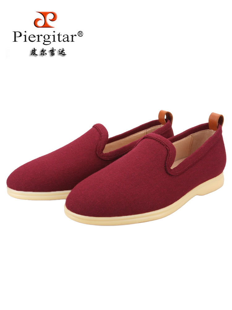 Autumn and winter new high-end color Angora red heavy wool slip-on shoes exported to Europe and the United States men's loafers