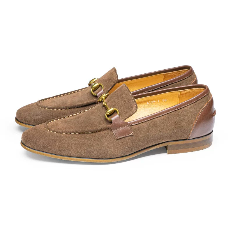 Men's Genuine Leather Loafers, Suede, Slip-On