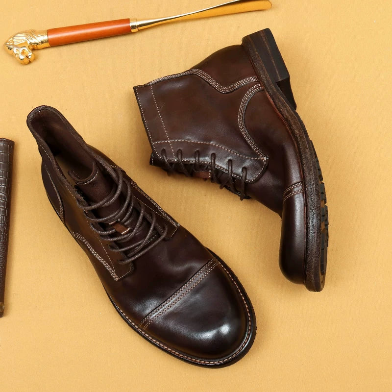 Men's Genuine Leather Martin Boots, Handmade, British Style