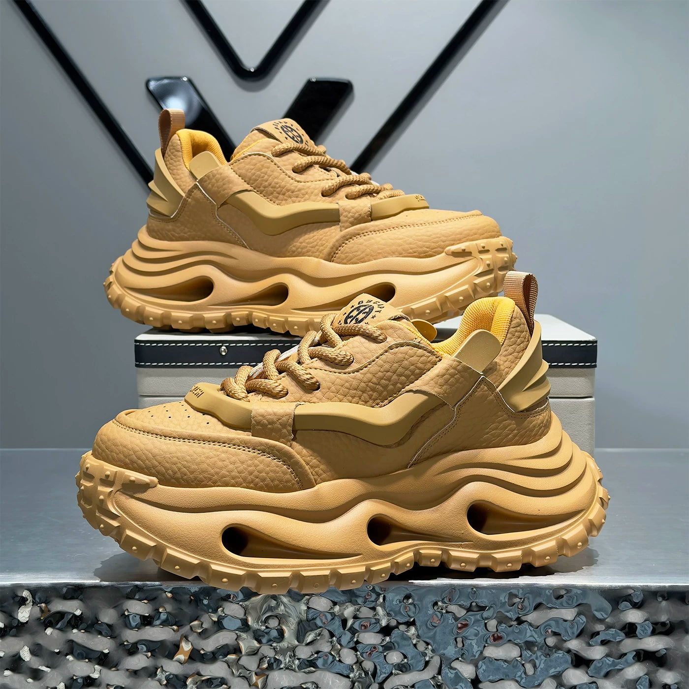 Men's Height-Increasing Platform Plus Size Trendy Chunky Dad Sneakers