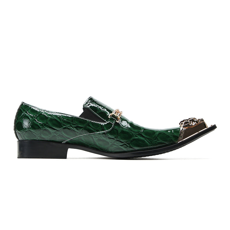 Foreign trade green business formal casual cowhide leather shoes breathable soft sole British wedding shoes personalized trendy shoes