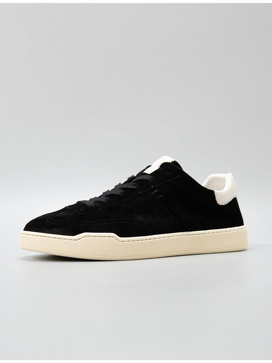 Moxu new arrival shoes black sports casual style sense of design suede cowhide menbest selling genuine leather low-top sneakers