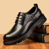 spring new men's business casual leather shoes - versatile lace-up round toe british style