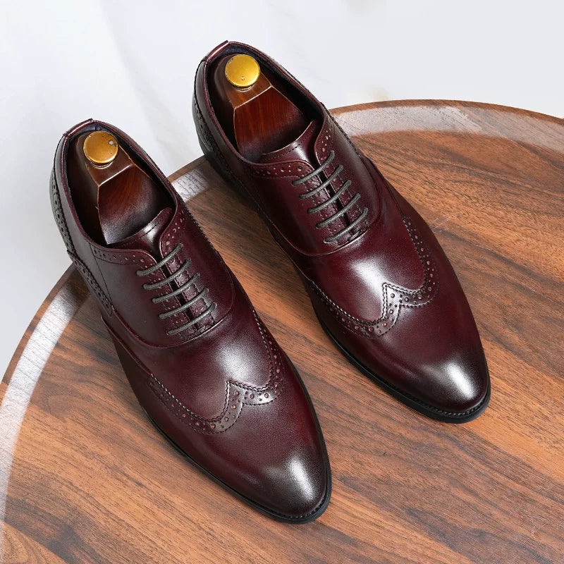 Men's Genuine Leather Oxford Shoes, Handmade, Pointed Toe