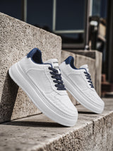 Men's 2026 new winter versatile trendy retro genuine leather white sneakers chunky sole height increasing athletic casual streetwear shoes