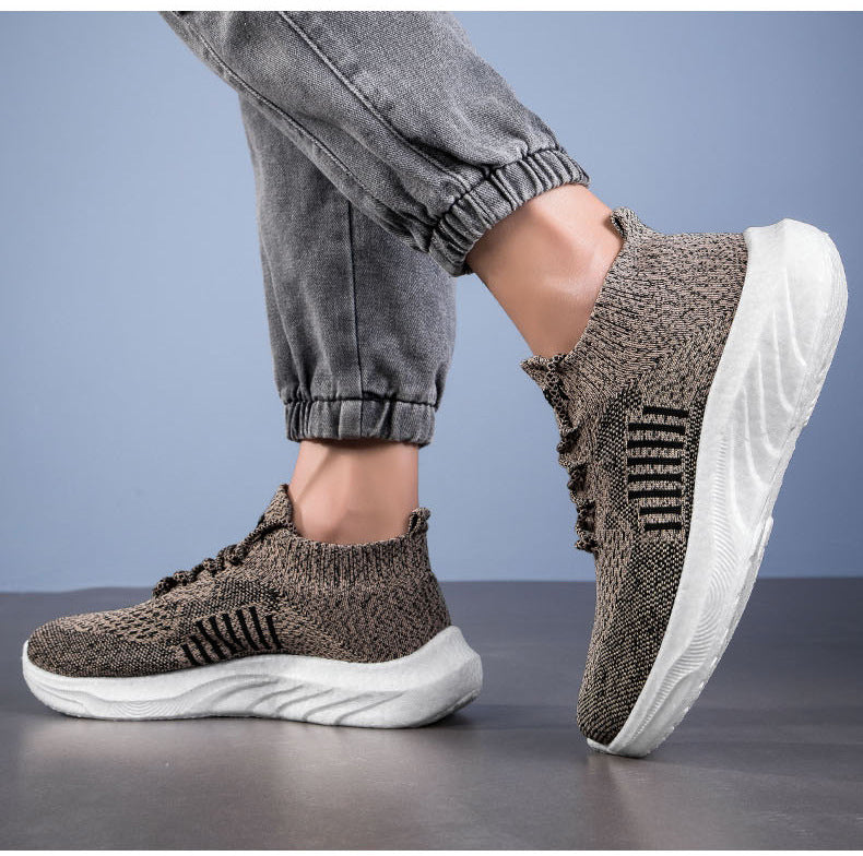 2026 spring new flyknit mesh breathable men's shoes wholesale soft sole comfortable lightweight casual shoes women's shoes