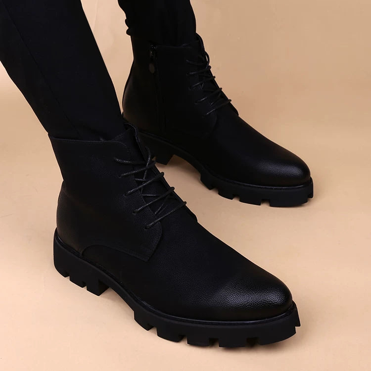 Men's Martin Boots, Height Increasing, Pointed Toe