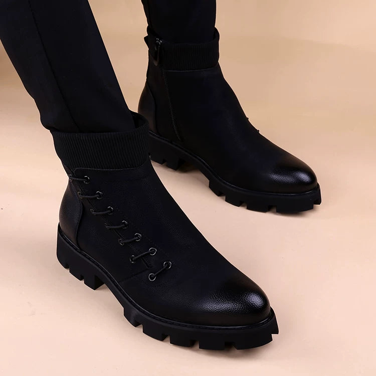 Men's Martin Boots, Height Increasing, Pointed Toe